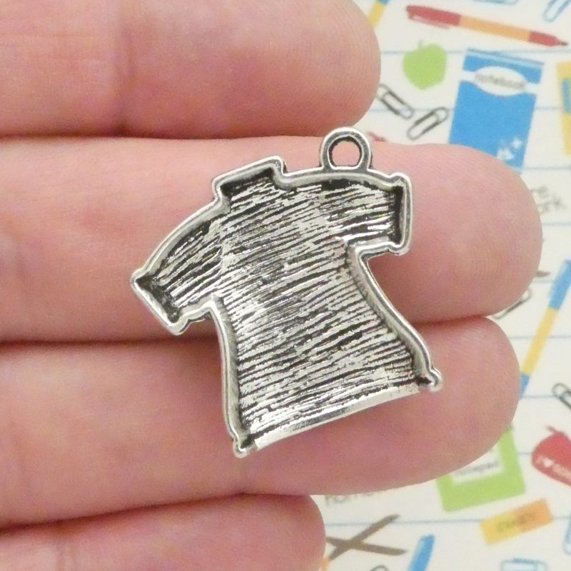 BULK 15 Silver Football Charm Pendant 24x26mm by TIJC SP1013B - Image 4