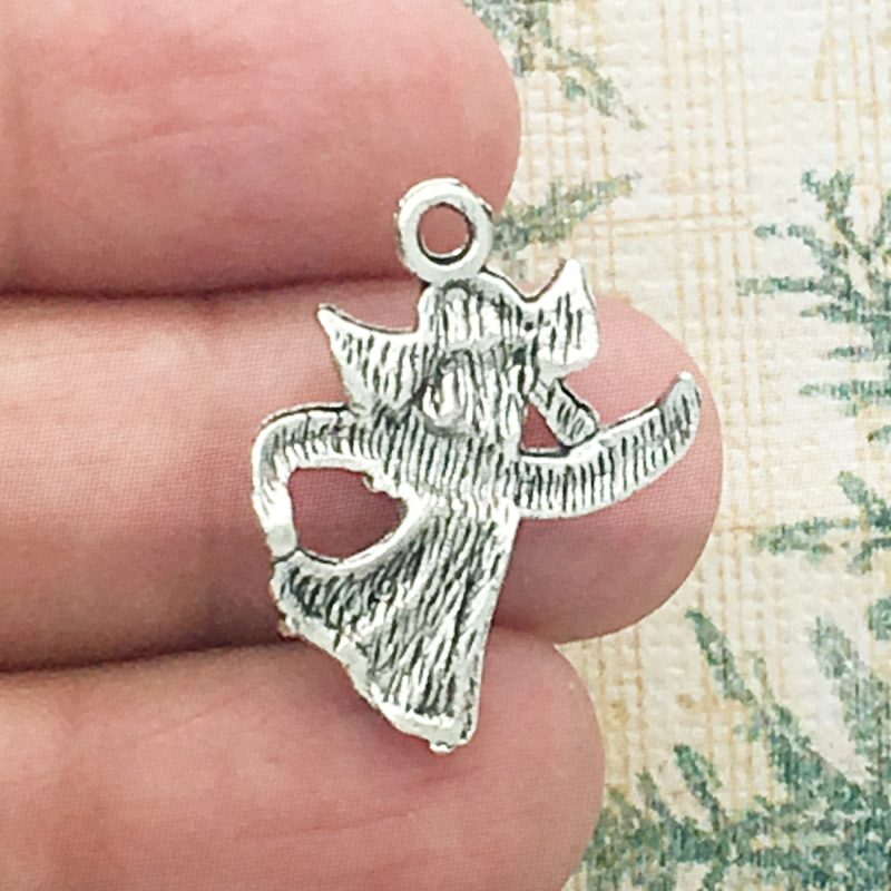 BULK 60 Christmas Angel Charm Silver by TIJC SP1170B - Image 2