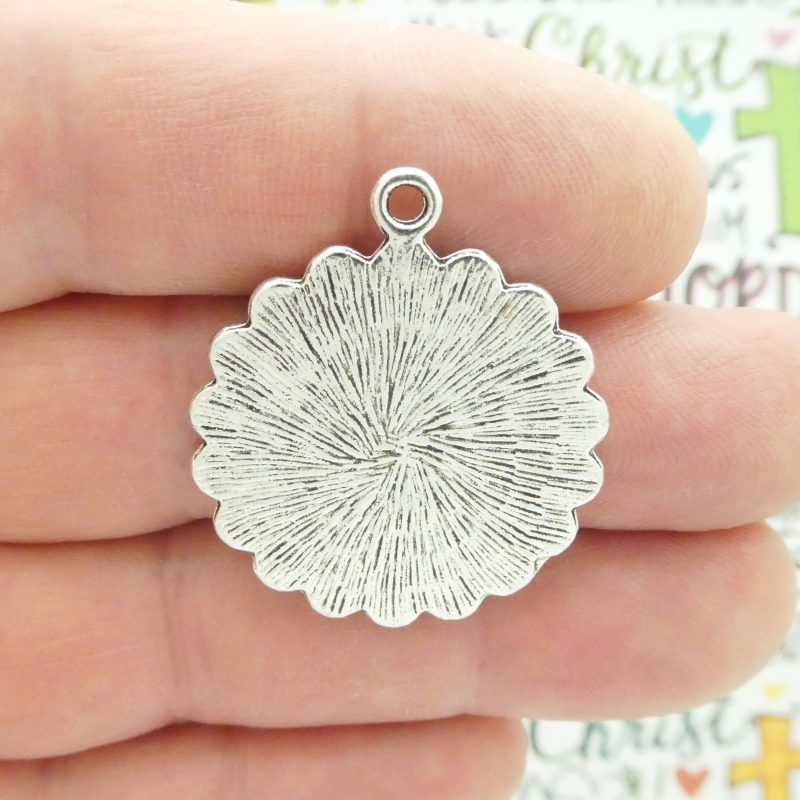 2 Round Silver Bling Photo Charm Bezel Blank Photo Jewelry Making 34x29mm by TIJC SP1313 - Image 3
