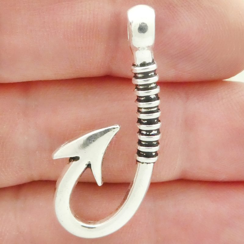 silver fish hook charm