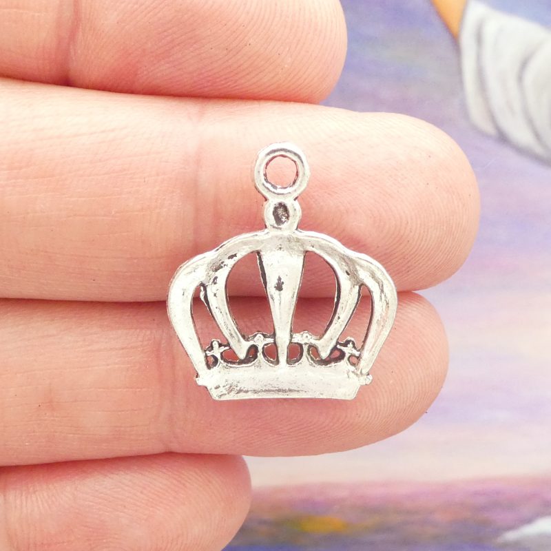 BULK 20 Crown Charm Silver by TIJC SP0077B - Image 4