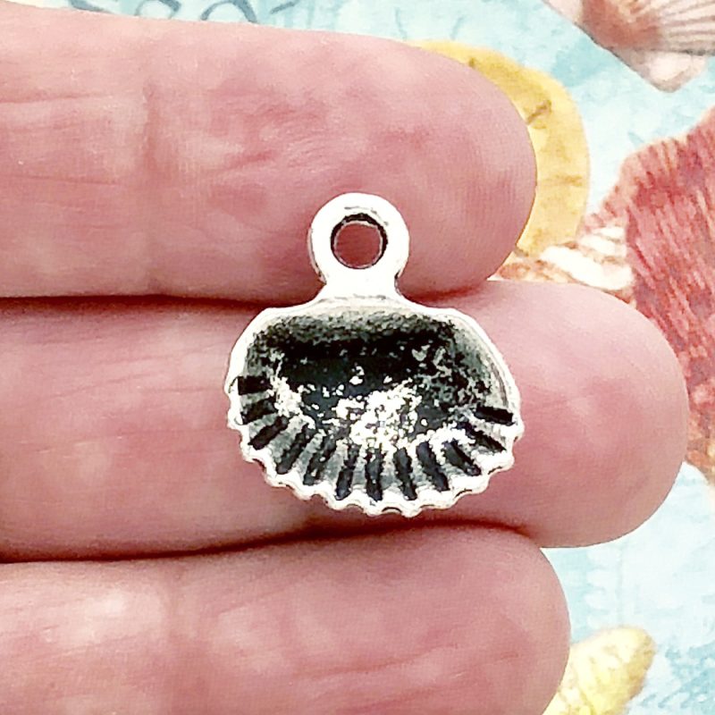 BULK 50 Silver Seashell Charm Small by TIJC SP0132B - Image 3