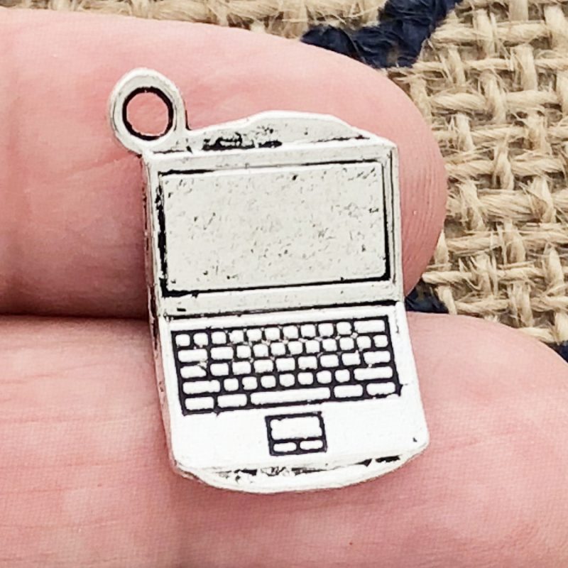 Silver Laptop Computer Charm