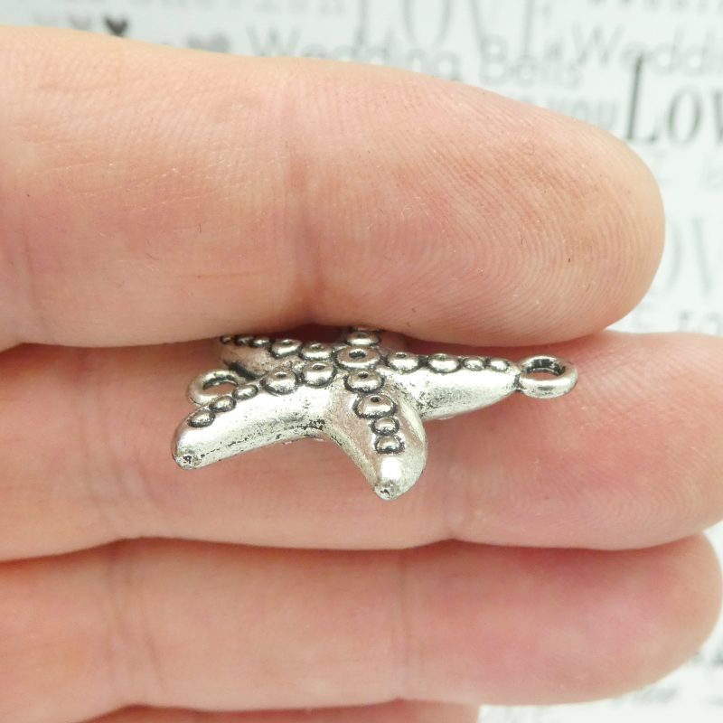5 Silver Starfish Charm Bracelet Connector by TIJC SP0244 - Image 5