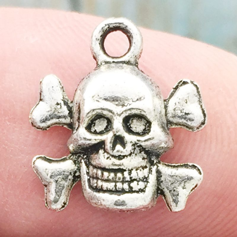 silver skull and crossbones charm