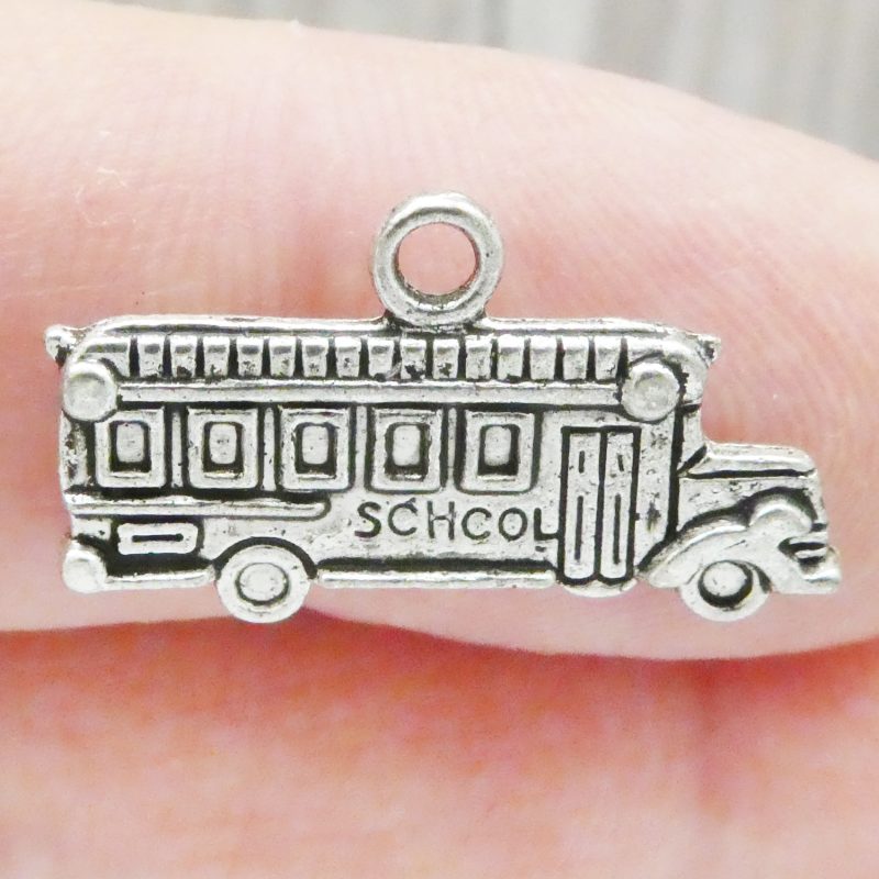 Silver School Bus Charm