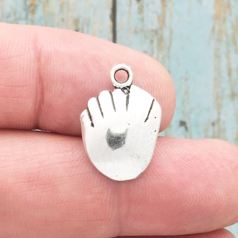 BULK 20 Silver Baseball Glove Charm by TIJC SP0401B - Image 2