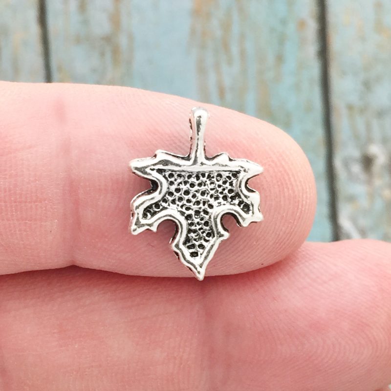 BULK 40 Maple Leaf Charm Silver by TIJC SP1237B - Image 4