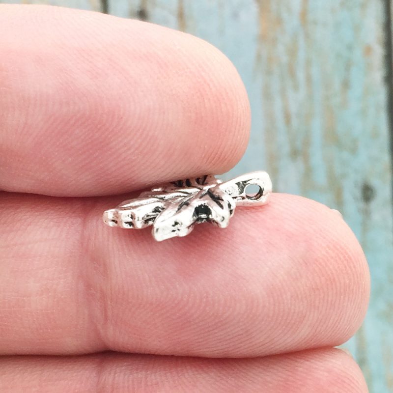 BULK 40 Maple Leaf Charm Silver by TIJC SP1237B - Image 2
