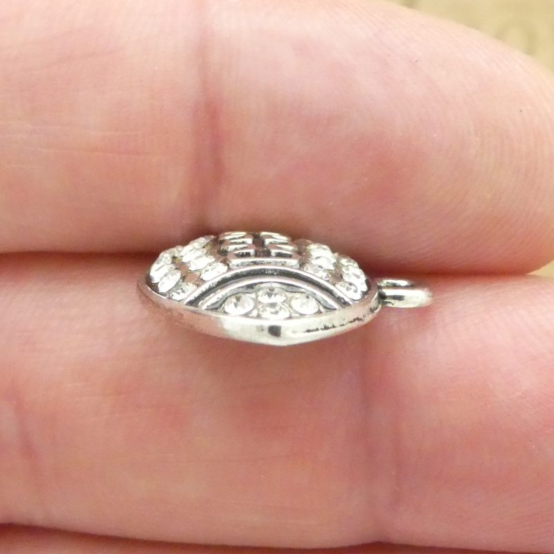 2 Flat Silver Football Charm Sports Pendant with Crystal Accents 19x24mm by TIJC SP1316 - Image 5
