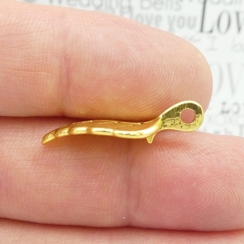 8 Gold Leaf Charms Wholesale Small by TIJC SP1422 - Image 4
