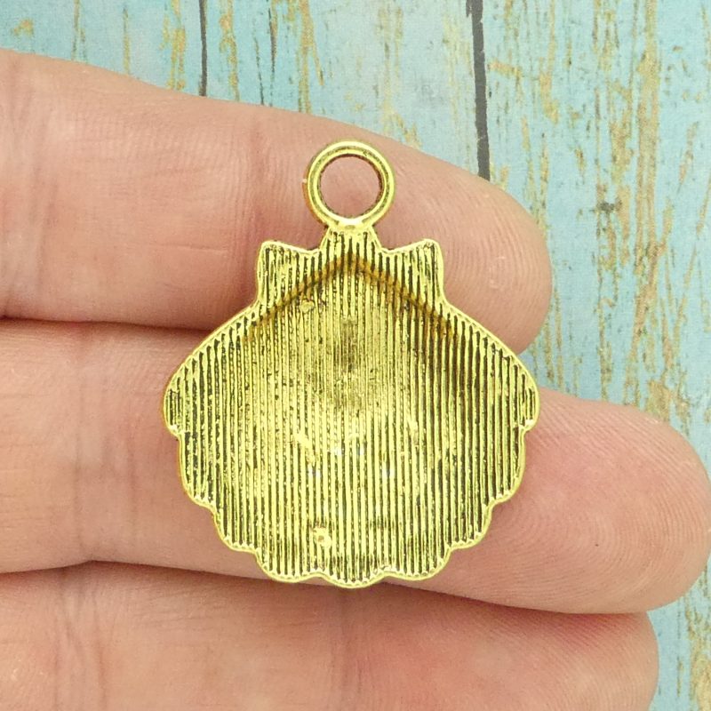 BULK 12 Gold Sea Shell Charm Pendant by TIJC SP1583B - Image 4