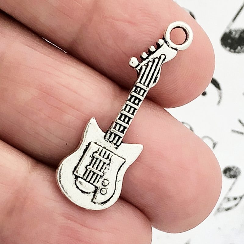Electric Guitar Charm Silver