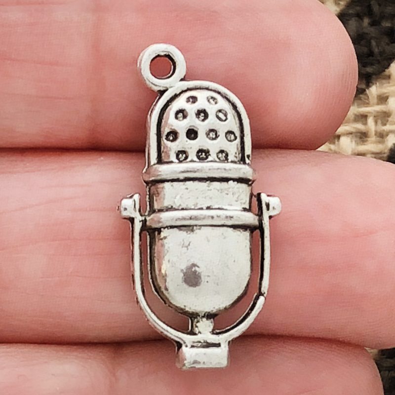 Silver Microphone Charm