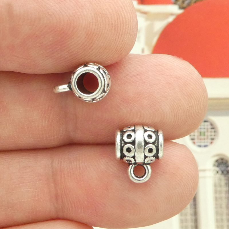 BULK 50 Small Barrel Silver Jewelry Bails 8x10mm by TIJC SP0788B - Image 3