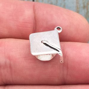 Silver Graduation Cap Charm