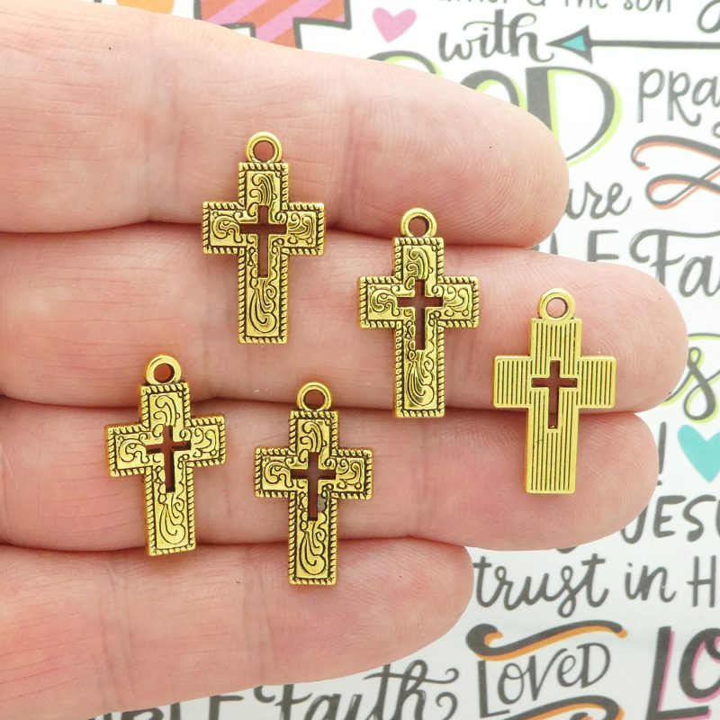 Gold Cross Charms Bulk