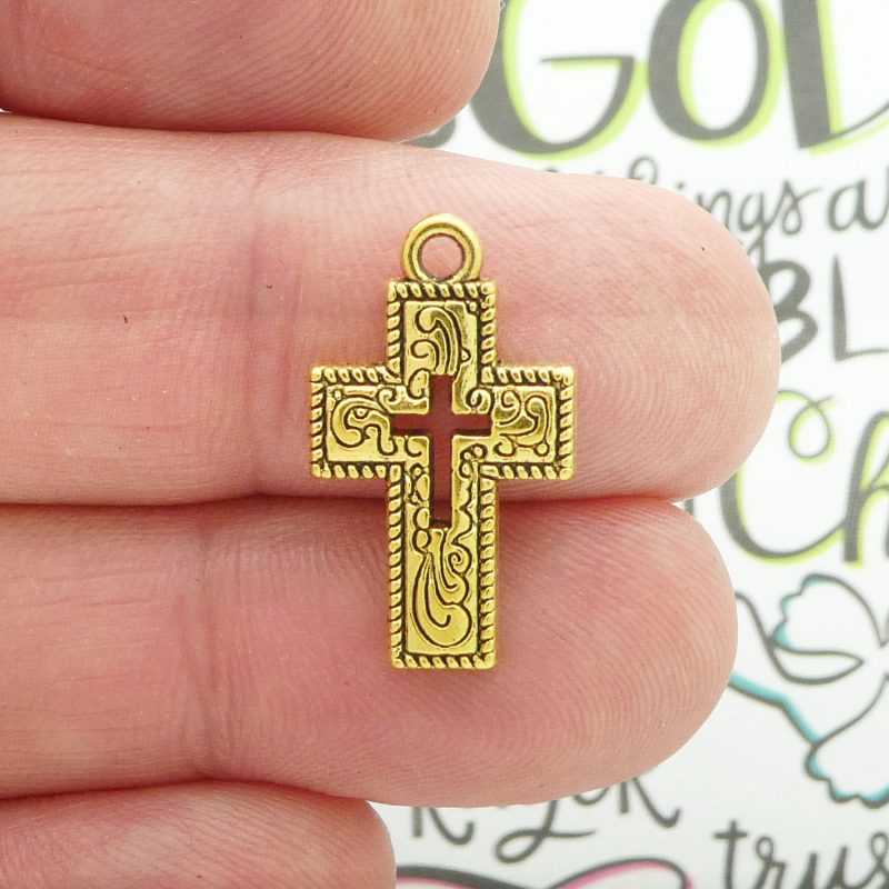 Gold Cross Charm Pendant
