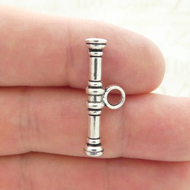 BULK 8 Sets Hammered Round Silver Toggle Clasp Large 25x24mm by TIJC SPT007B - Image 5