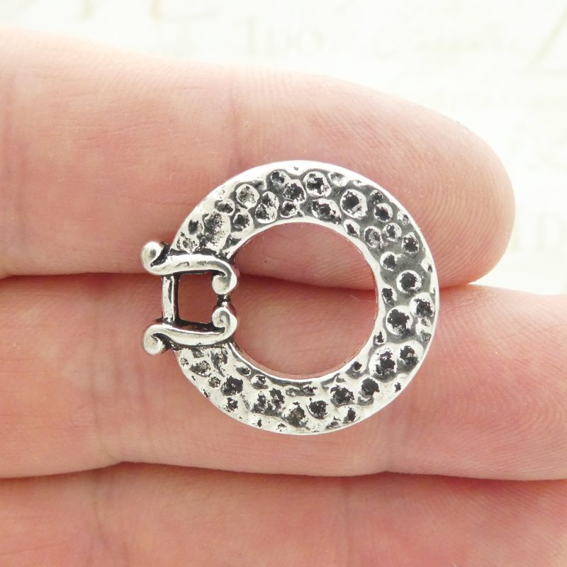 BULK 8 Sets Hammered Round Silver Toggle Clasp Large 25x24mm by TIJC SPT007B - Image 3